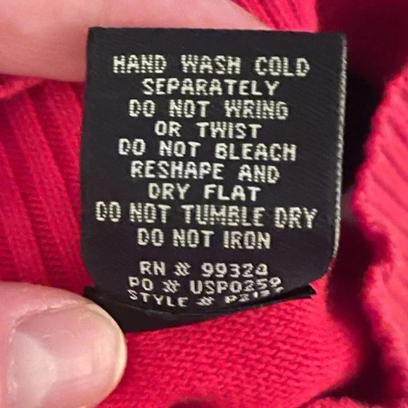 US Polo Assn Mock Neck Stripe Sleeve Sweater – Red/Navy 90s/Y2K - Picture 6 of 7